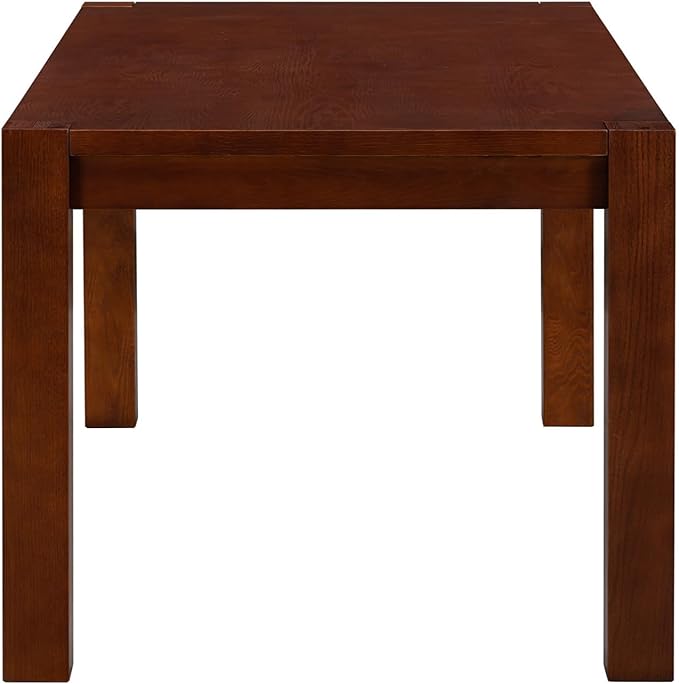 NTC Block 71 Inch Modern Farmhouse Dining Table, Rectangular Dinner Table for Dining Room, Living Room Furniture, Effortless Assembly, Dark Walnut