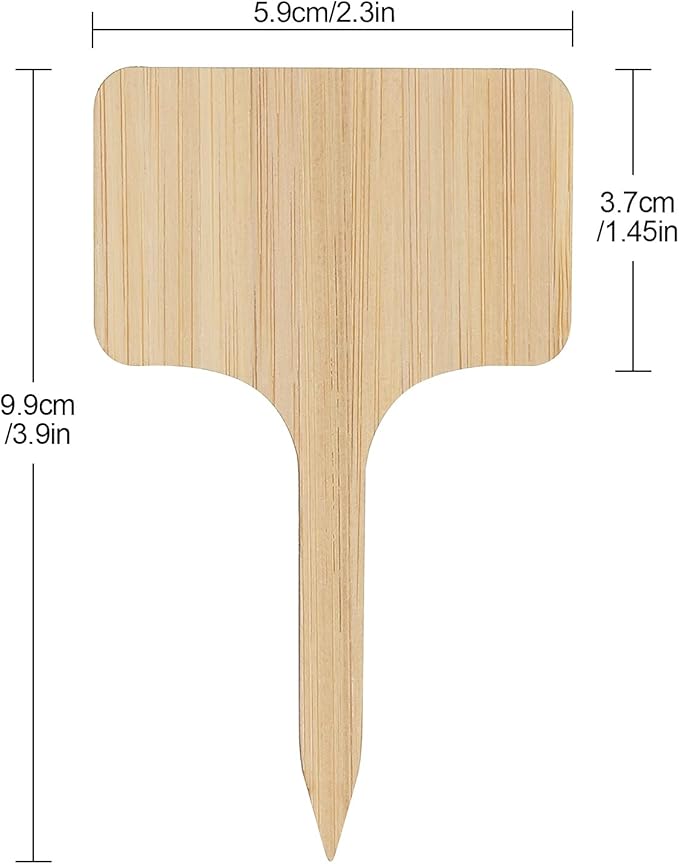 100Pcs Wooden Plant Labels, Eco-Friendly T-Type Bamboo Plant Labels Tags Garden Plant Markers for Seed Potted Herbs Flowers Vegetables (6 x 10 cm)