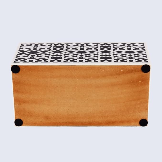 Handicrafts Home Decorative Storage Box with Lid– 10x5x5” Modern Home Decor Organizer, Memory Box & Jewelry Storage- Decorative Boxes for Living Room & Shelf Decor- Shiraz- Black White