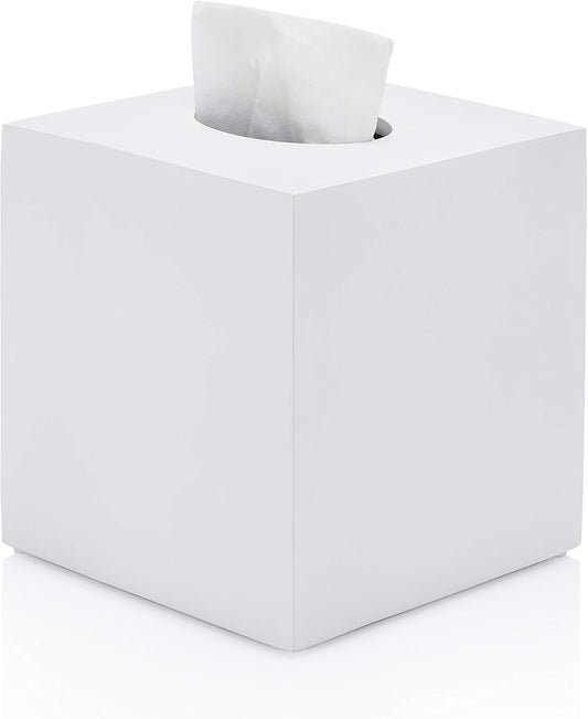 Essentra Home Matte White Square Tissue Box Cover