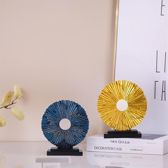 Minimalist Round Sculpture Decorative Objects Above Cabinet Decor Kitchen Modern Home Decor Items for Living Room Tv Stand, Center Pieces, Shelf, Coffee Table Decorations Accents (Blue)