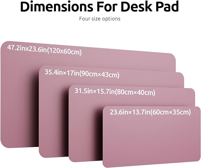 YSAGi Leather Desk Protector, Office Mat, Large Mouse Mat, Non-Slip PU Leather Blotter, Laptop Desk Pad, Waterproof Writing Pad for Office and Home (Pale Mauve, 23.6" x 13.8")