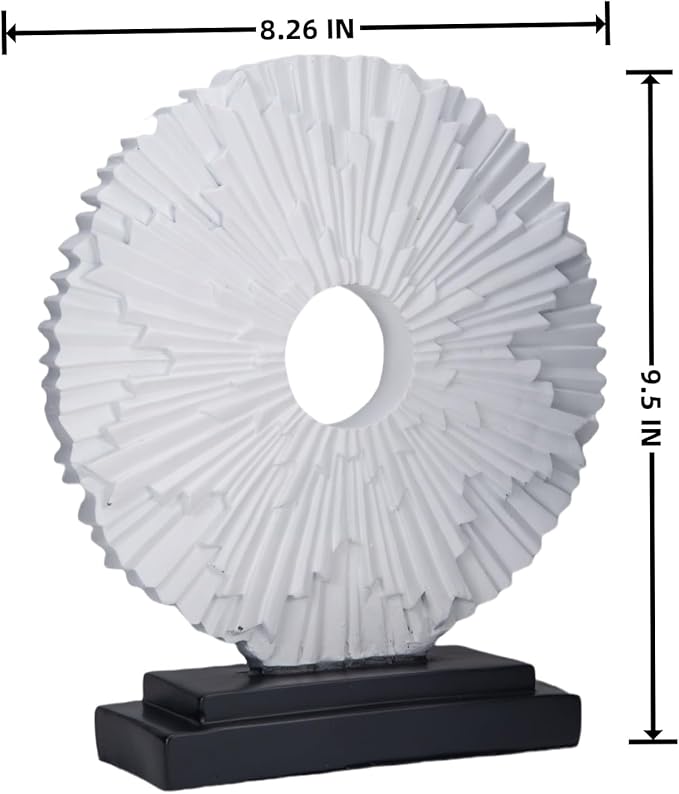 Minimalist Round Sculpture Decorative Objects Above Cabinet Decor Kitchen Modern Home Decor Items for Living Room Tv Stand, Center Pieces, Shelf, Coffee Table Decorations Accents (White)