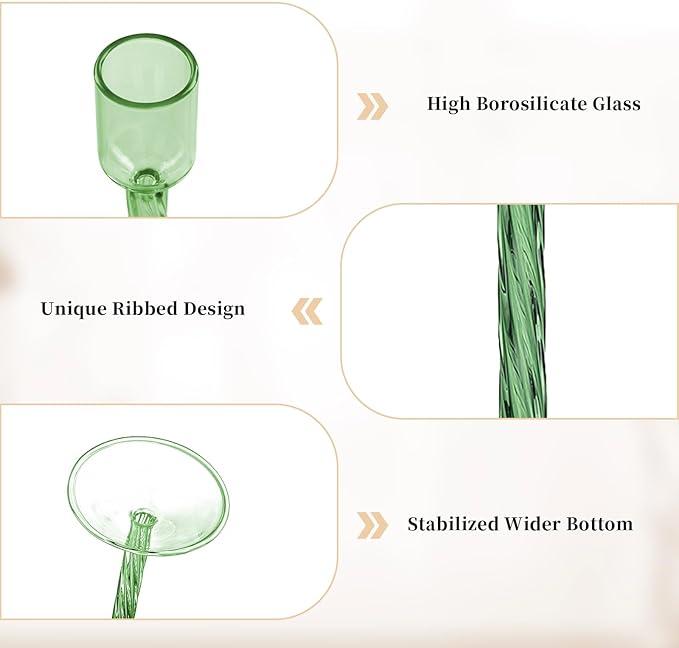 Glasseam Green Glass Candlestick Holder: Tall Candle Stick Holder Set of 4 Candlestick Holders for Taper Candles Modern Decorative Candle Holders for Table Centerpiece Wedding Christmas Home Decor