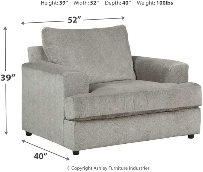 Signature Design by Ashley Soletren Contemporary Chenille Chair and a Half, Gray