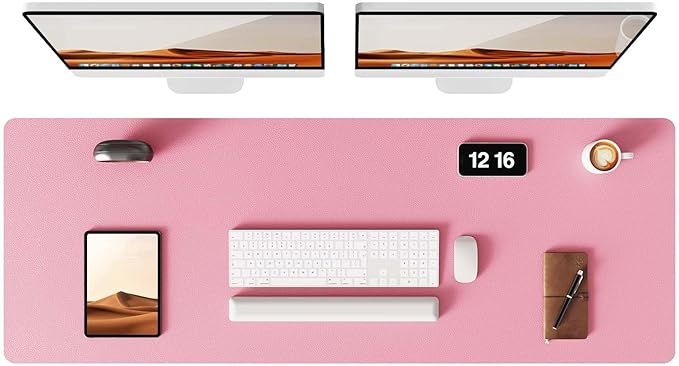YSAGi Leather Desk Pad Protector, Office Desk Mat, Large Mouse Pad, Non-Slip PU Leather Desk Blotter, Laptop Desk Pad, Waterproof Desk Writing Pad for Office and Home (Pink, 47" x 17")