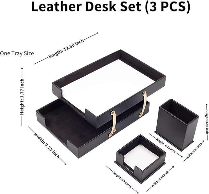 MOOGCO Bonded Set Luxury Leather Desk Pad & Desk Organization Essentials Desk Organizer Leather Desk Organizer (Orange)