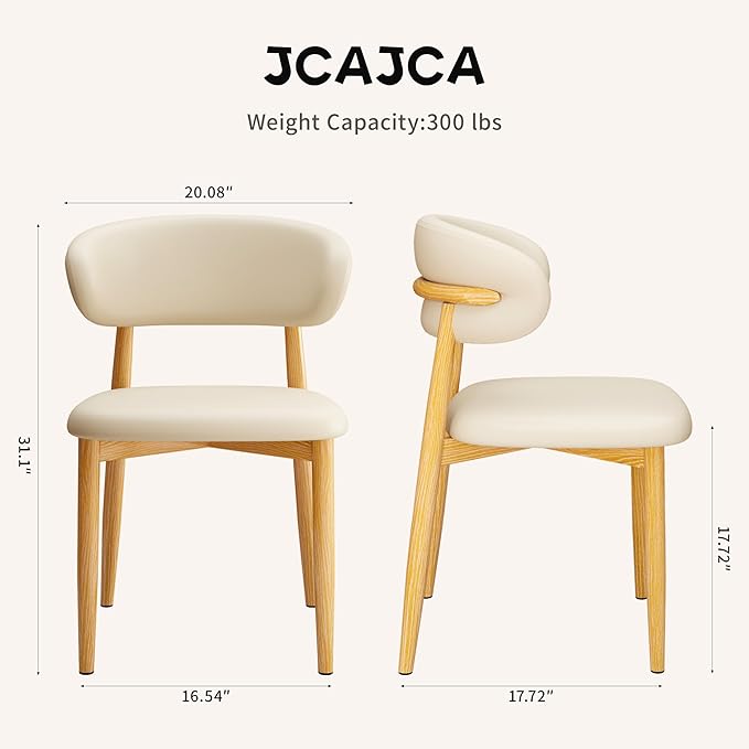 Kitchen Dining Chairs Set of 6 Modern Leather Farmhouse Dining Room Chair with Metal Legs, Beige