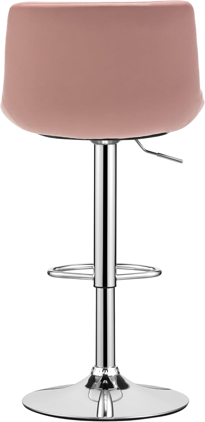 MINCETA Bar Stools,Modern Upholstered Swivel Stool with Back for Bar and Counter Height, Adjustable Height 24" to 34",Set of 2,PU in Pink