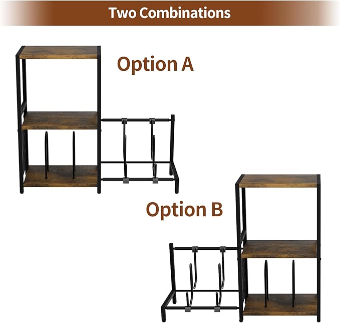 End Table with Guitar Stand,Record Player Stand,Vinyl Records Storage,2-Tier Guitar Stand for Acoustic,Turntable Stand for Music Studio-Brown