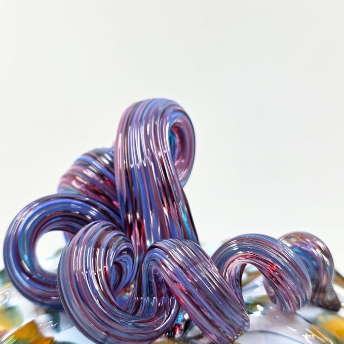 Luke Adams Glass Handmade Glass Pumpkins Handmade Table Top Home Decor (Squat, Purple Potion)