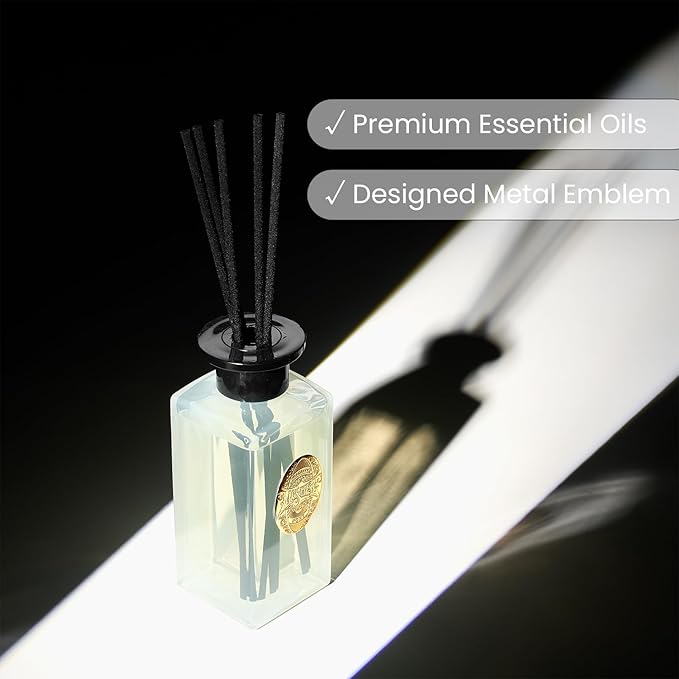 M&SENSE 6.5 oz Large Reed Diffuser Set | Jasmine Garland Scent Oil Diffuser with Sticks | Hotel Collection Non-Toxic Essential Oil |for Bedroom Bathroom Living Room