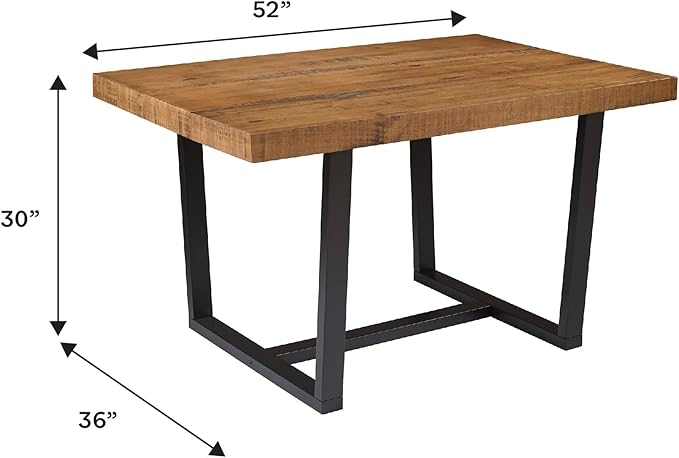 Walker Edison Durango Distressed Solid Wood Dining Table, 52 Inch, Rustic Oak