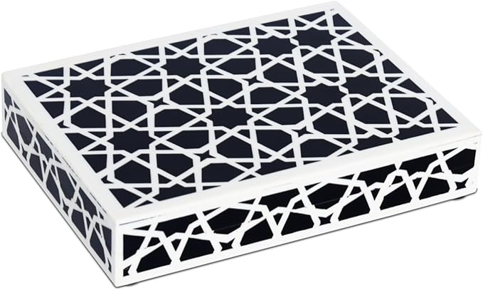 Handicrafts Home Handmade Zellij Collection Decorative Jewelry Box Organizer – Keepsakes, Trinkets, and Home Decor – Antique Coffee Table Storage, Wedding Memory Box, Farmhouse Style Decor, 8x6x1.5