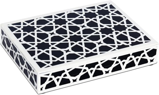 Handicrafts Home Handmade Zellij Collection Decorative Jewelry Box Organizer – Keepsakes, Trinkets, and Home Decor – Antique Coffee Table Storage, Wedding Memory Box, Farmhouse Style Decor, 8x6x1.5