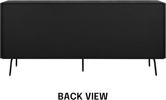 NTC Veil Modern Sideboard with 4 Doors, Buffet Cabinet with Vertical Groove Design and Metal Legs, Storage Cabinet for Living Room, and Hallway, Effortless Assembly - Burnt Black