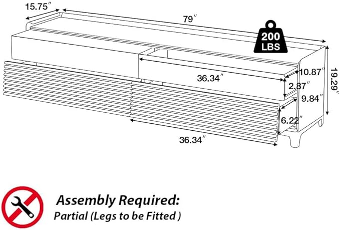 POVISON Fully-Assembled Mid Century Glossy Sintered Stone Tabletop TV Stand with Legs, Wood Media Console with Adjustable LED Light for 75-inch TVs, Entertainment Center with Storage for Living Room