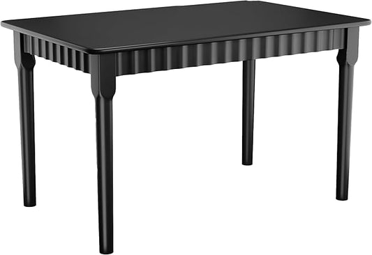 47.2 Inch Solid Wood Dining Table for 4, Mid Century Modern Oak Kitchen Table, Farmhouse Rectangular Dining Room Table for Indoor or Outdoor Use, Easy Assembly, Black