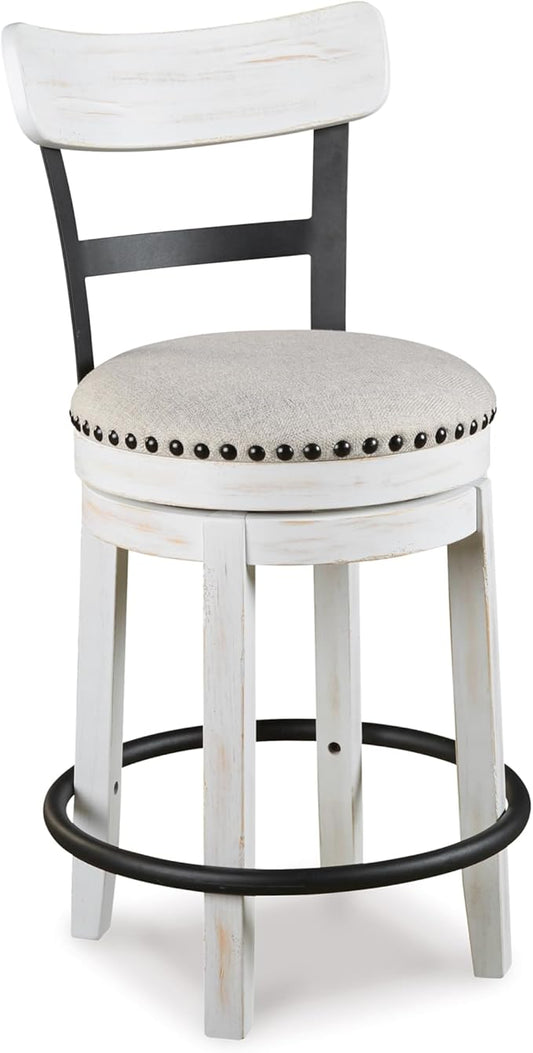Signature Design by Ashley Valebeck 24.5" Modern Swivel Counter Height Barstool, Whitewash