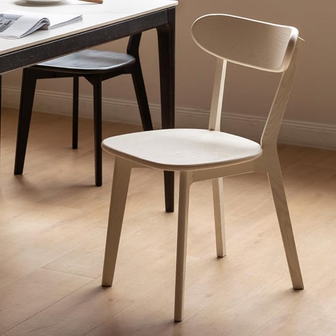 100% Solid Oak Wood Dining Room Chairs - Practical Kitchen Chairs - Wood Chair for Dining Room, Kitchen (1, White)