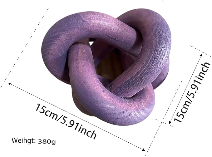 Wood Knot Decor -Coffee Table Decor Shelf Decor Table Books Hand Carved Home Decoration Boho Country Rustic Modern Shabby Chic Style Decor 3 Link Wooden Knot Chain Link Decor (Purple)