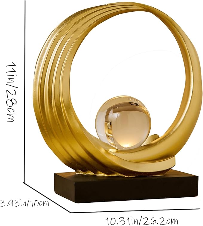 Golden Wave Resin Origami Statue Modern Abstract Home Decoration Emphasizes Abstract Office Desk Center Art Statue Table Family Bedroom Living Room Stripe Decoration (A)