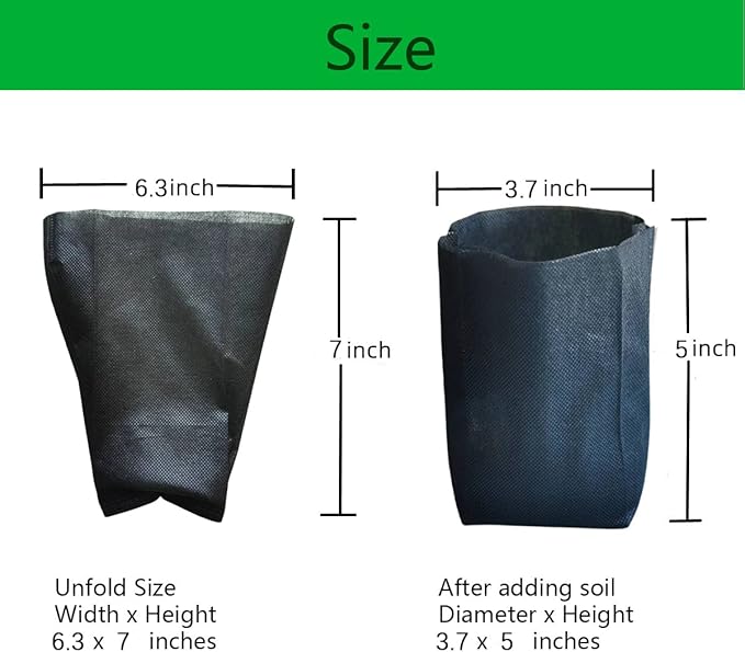 gardtree Plant Nursery Bags 6.3” x 7” 400PCS, Non-Woven Biodegradable Plant Grow Bags Fabric Seedling Starter for Vegetable Flower Fruit Saplings Tree, Home Garden Supply