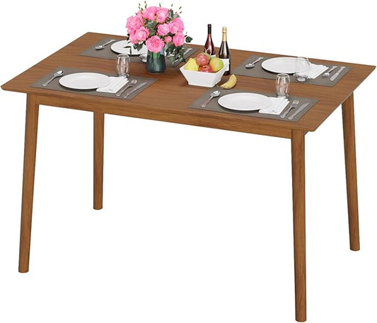 FDW 47 Inches Dining Table, Dining Room for 4 People, Small Rectangular Table for Kitchen, Quick Assembly, Small Spaces Modern Home Furniture Dinner Table, Natural