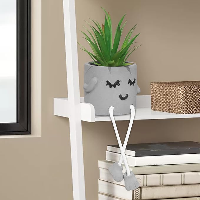 Zerzsy Artificialplant Succulents in Cement Pots with Hanging Leg, Kitchen Shelves Decor, Bathroom Shelf Decoration, Shelf Decoration Accents, Office Wall Decor - Set of 1