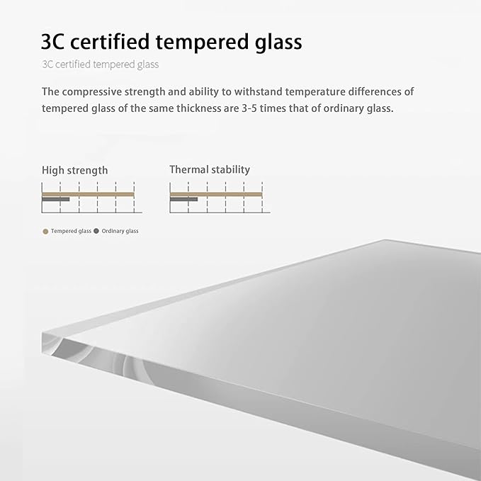 EASYSOUL Modern Glass Coffee Table, 32.68" D x 22.44" W x 15.75" H, Abstract Round Tea Tables for Living Room Home Office Industrial Cocktail Tables (Black-Clear Glass, 32.68")