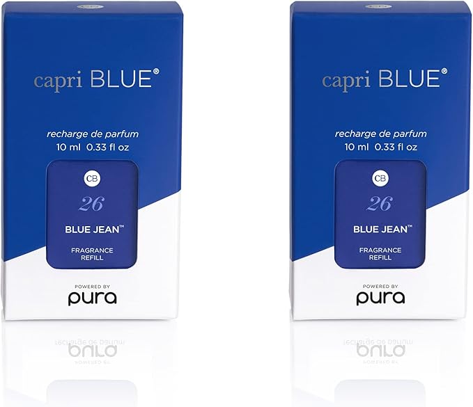 Capri Blue Blue Jean Pura Smart Home Plug-in Diffuser Refills – Capri Blue Pura Refills – Pura Diffuser Refills with a Linen Scent – Long-Lasting Aromatherapy Diffuser Refills (Pack of 2)