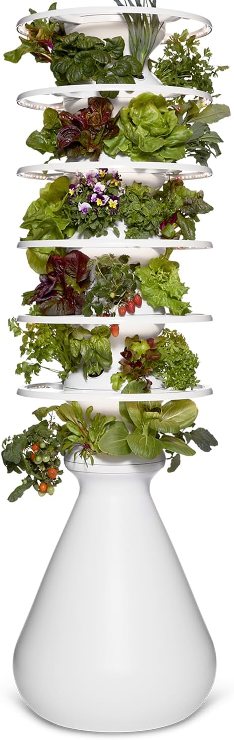 Farmstand Starter Kit with Glow Rings and 36 Seedling Credits | Large Hydroponic Growing System Kit | Vertical Garden Planter Tower | 6ft 7in Tall