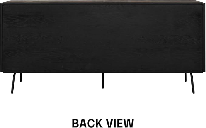 NTC Veil Sideboard with 2 Doors and 3 Drawers, Buffet Cabinet with Vertical Groove Design and Metal Legs, Storage Cabinet for Living Room, and Entryway, Effortless Assembly - Burnt Black