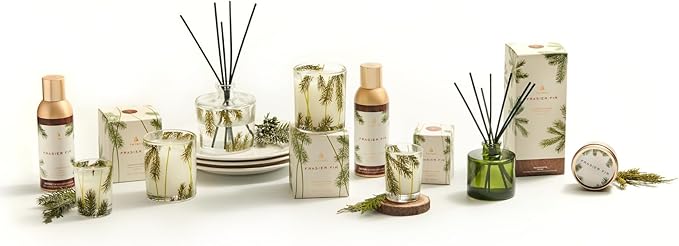 Thymes Frasier Fir Reed Diffuser Set – Includes Reeds, Fragrance Oil, and Frosted Glass Bottle – Fragrance Oil Diffuser – Room Fresheners – Luxury Home Decor – Green (Heritage, 4 fl oz)