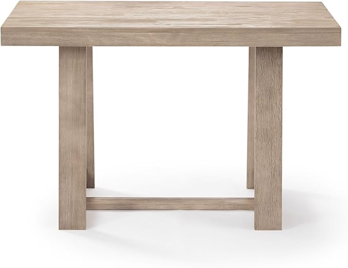 Plank+Beam 48 Inch Farmhouse Dining Table, Rustic Solid Wood Kitchen Table, Dinner Table for Dining Room, Home Office Furniture, Seashell Wirebrush