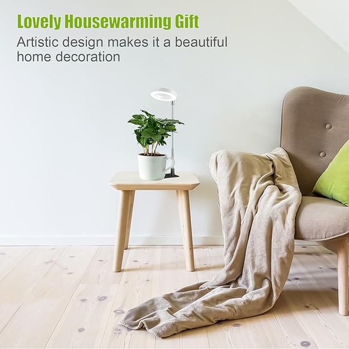 Grow Lights for Indoor Plants, 48 LEDs Full Spectrum Halo Plant Light for Indoor Plants, Height Adjustable Growing Lamp with Detachable Base, 3/9/12Hrs Timer, 10 Brightness, 3-Pack