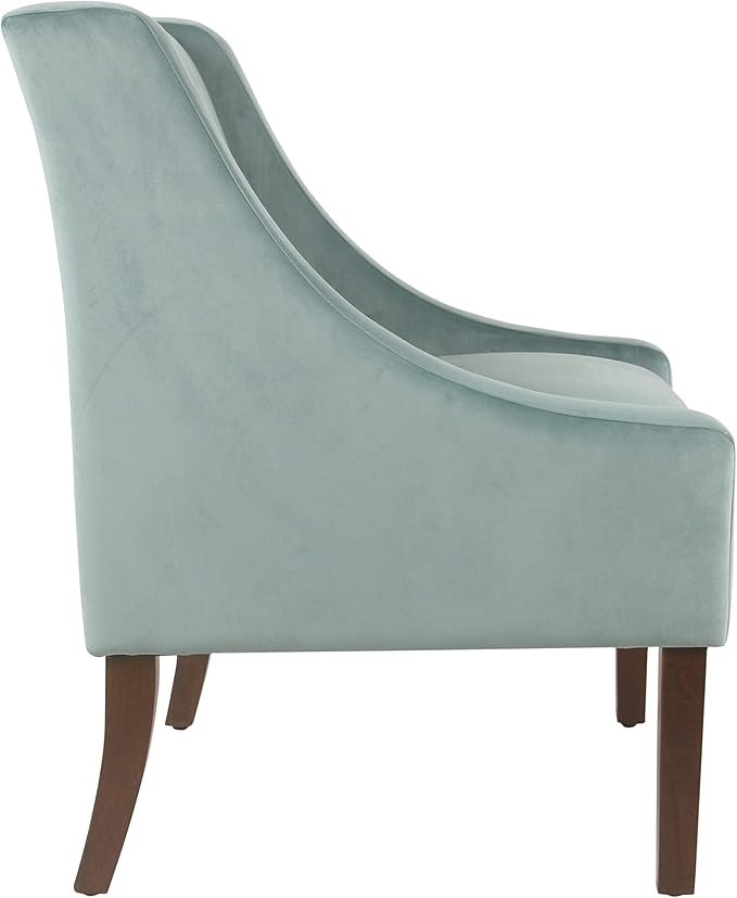 Homepop Home Decor | Upholstered Classic Swoop Arm Accent Chair | Accent Chairs for Living Room & Bedroom | Decorative Home Furniture, Light Velvet Aqua Blue