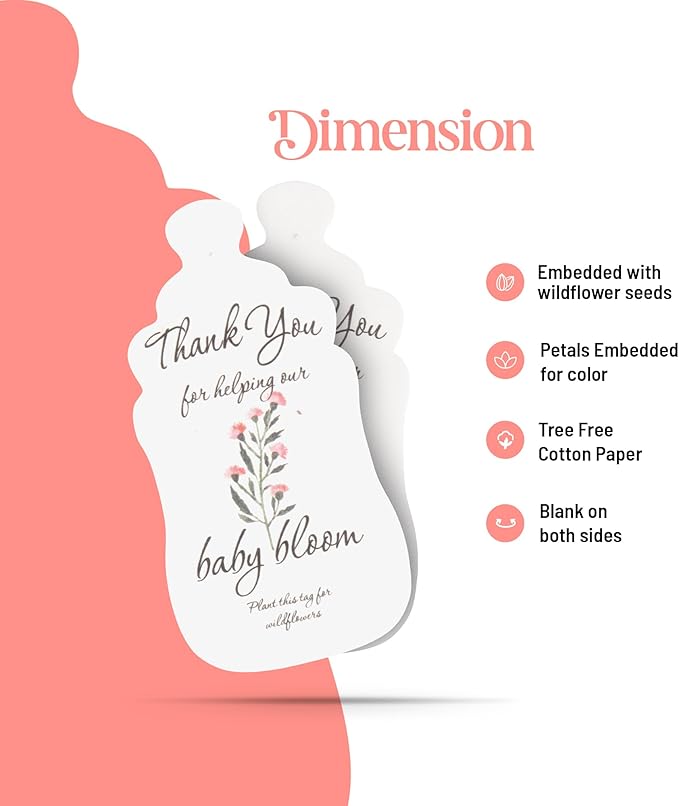 Plantable Bottle Shaped Seed Paper – 15 Pink Baby Shower Favors for Guests with Wildflower Seeds, Baby Shower Gifts for Guest
