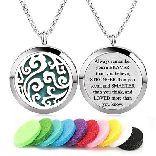 Aromatherapy Essential Oil Diffuser Necklace Cloud Pattern Stainless Steel Locket Pendant