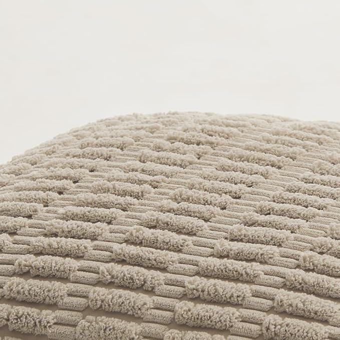 Fancy Homi 2 Packs Taupe Decorative Throw Pillow Covers 22x22 Inch for Living Room Couch Bed Sofa, Rustic Farmhouse Boho Home Decor, Soft Striped Corduroy Square Cushion Case 55x55 cm