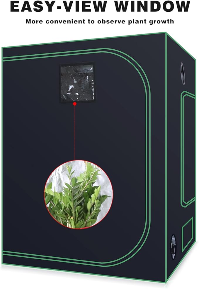 60''x60''x80'' Grow Tent Hydroponic Higher Density 600D Mylar Reflective Indoor Plant Greenhouse with Observation Window and Removable Floor Tray for Flora Vegetables Flower