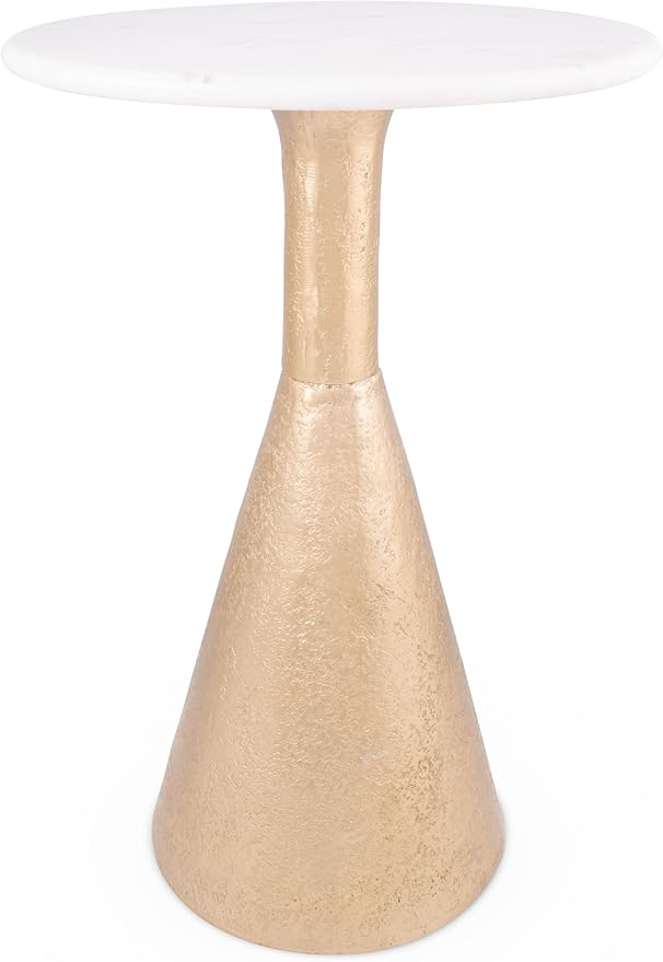 OBJET D'ART Small Round Gold End Tables, Copen, 22'' Height, Vintage Metal Accent, Side, Pedestal, Coctail and Drink Tables for Living Room and Small Spaces