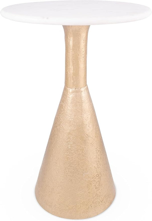 OBJET D'ART Small Round Gold End Tables, Copen, 22'' Height, Vintage Metal Accent, Side, Pedestal, Coctail and Drink Tables for Living Room and Small Spaces