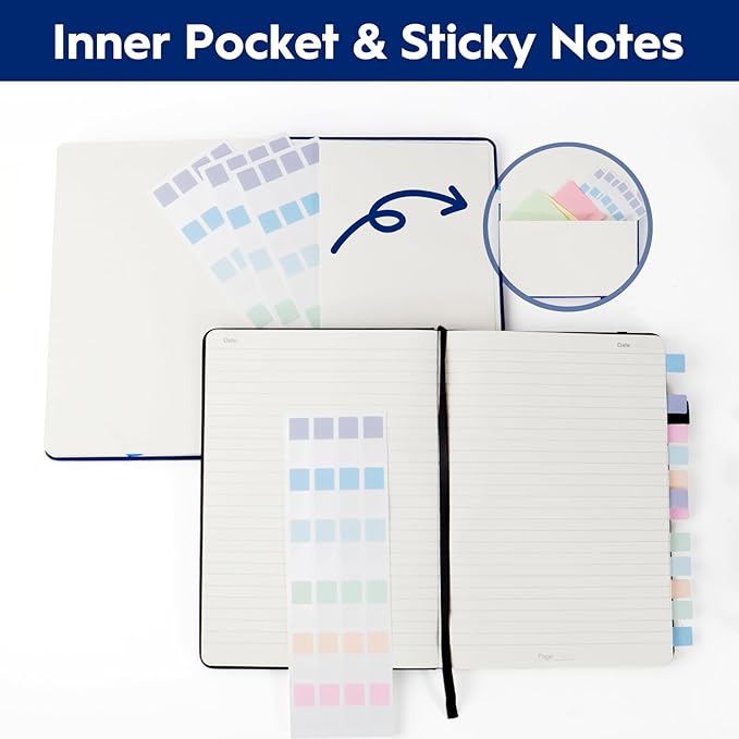 A5 Lined Journal Notebooks for Work, 192 Pages, Medium 5.7 x 8.3inch, College Ruled, Vegan Leather Hardcover Journals for Women Men,1 Pack