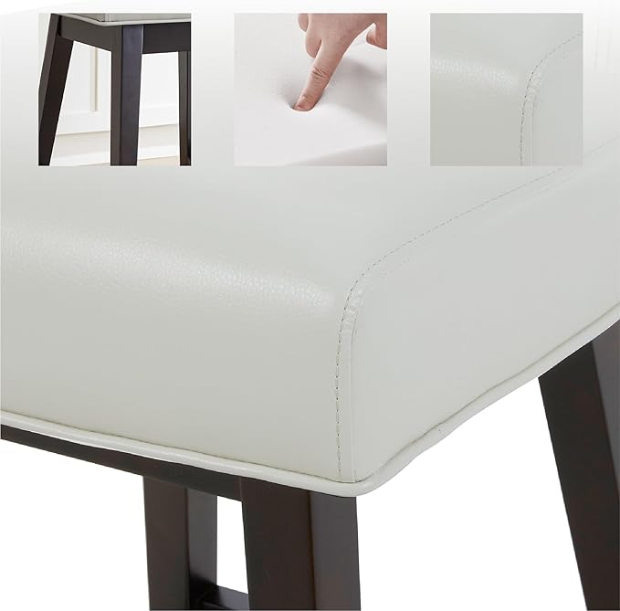 CHITA 26 Inch Counter Height Swivel Bar Stools Set of 3, FSC Certified Modern Upholstered Faux Leather Swivel Barstool Chair with Back, White