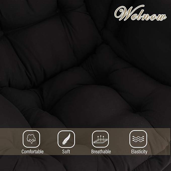 Welnow Lazy Chair with Ottoman, Modern Lounge Accent Chair with Armrests and a Side Pocket, Leisure Sofa Armchair Set, Reading Armchair with Footrest for Small Space, Black