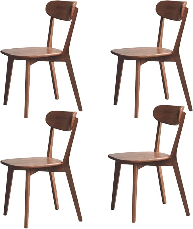 100% Solid Oak Wood Dining Chairs Set of 4 - Practical Kitchen Chairs - Wood Dining Chair for Dining Room, Kitchen (Walnut)