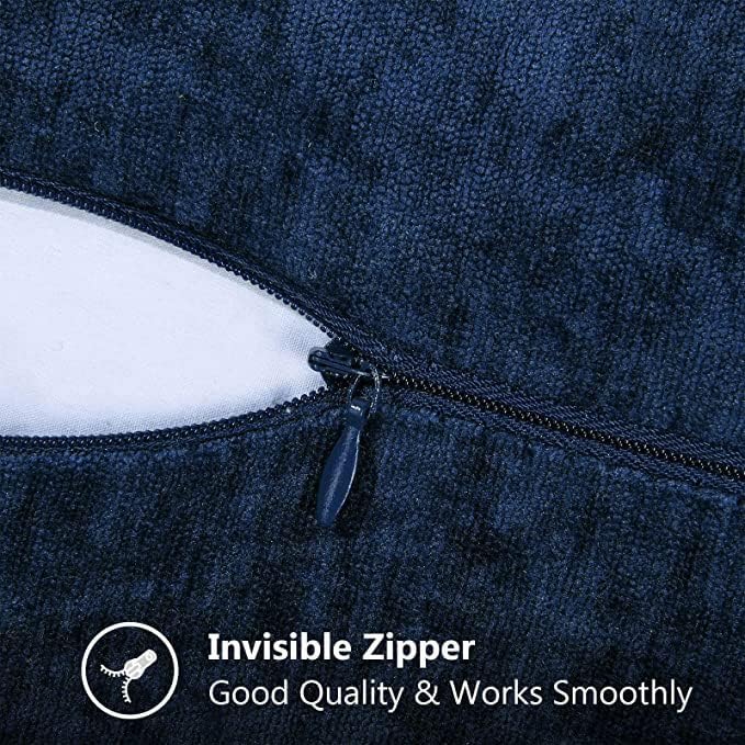 decorUhome Chenille Soft Throw Pillow Covers 16x16 Set of 2, Farmhouse Velvet Neutral Decorative Euro Pillow Covers with Stitched Edge for Couch Sofa Bed Home Decor, Poseidon