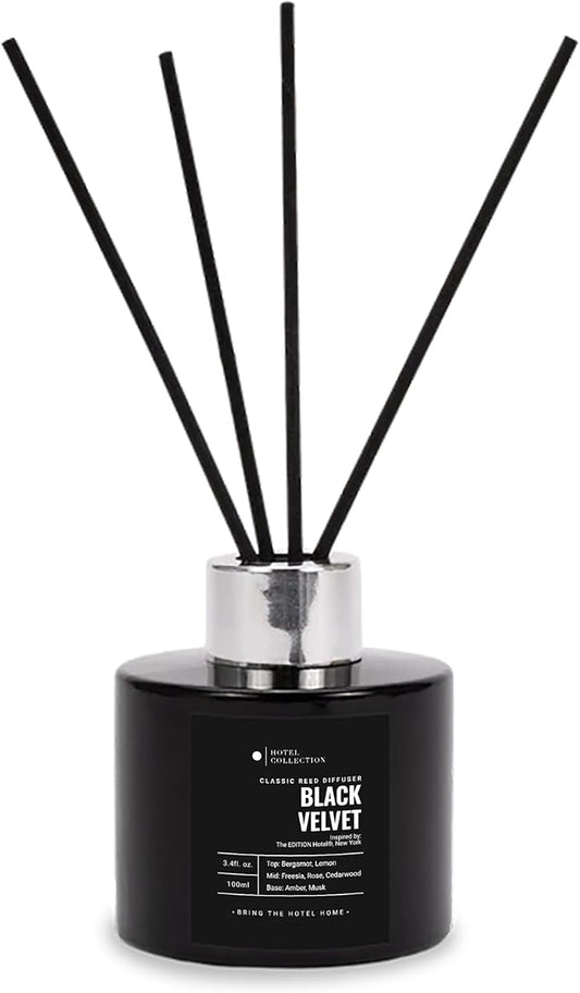 Black Velvet Reed Diffuser Set, Luxury Hotel Inspired Home Diffuser with Hints of Zesty Citrus, Juicy Black Fig, and Floral Rose, Lasting 4 Month Longevity, 100mL