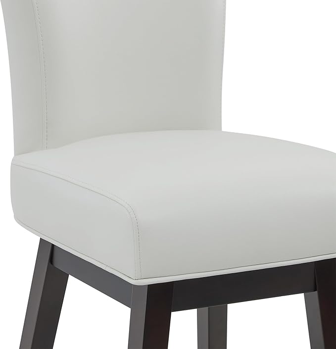 CHITA 30 Inch Counter Height Swivel Bar Stools Set of 2, FSC Certified Modern Upholstered Faux Leather Swivel Barstool Chairs with Back, White